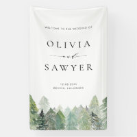 Watercolor Snowy Evergreen Forest Wedding Welcome