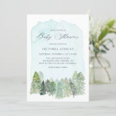 Watercolor Snowy Forest Winter Baby Shower Invitation (Standing Front)