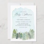 Watercolor Snowy Forest Winter Baby Shower Invitation (Front)