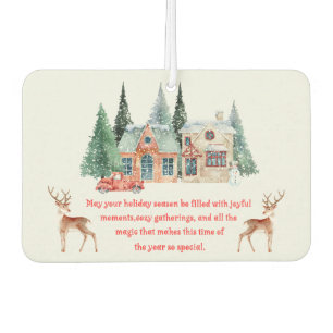 watercolor snowy house christmas air freshener