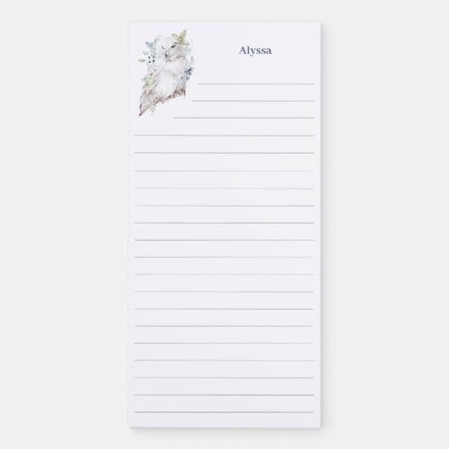 Watercolor Snowy Owl Personalized Magnetic Notepad