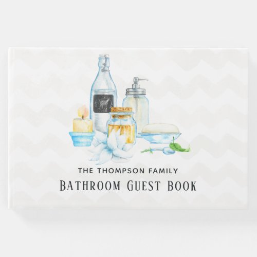 Watercolor Soap and Spa Bathroom Guest Book