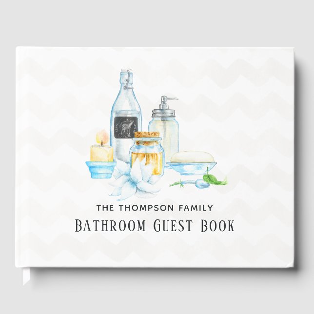 Watercolor Soap and Spa Bathroom Guest Book (Front)