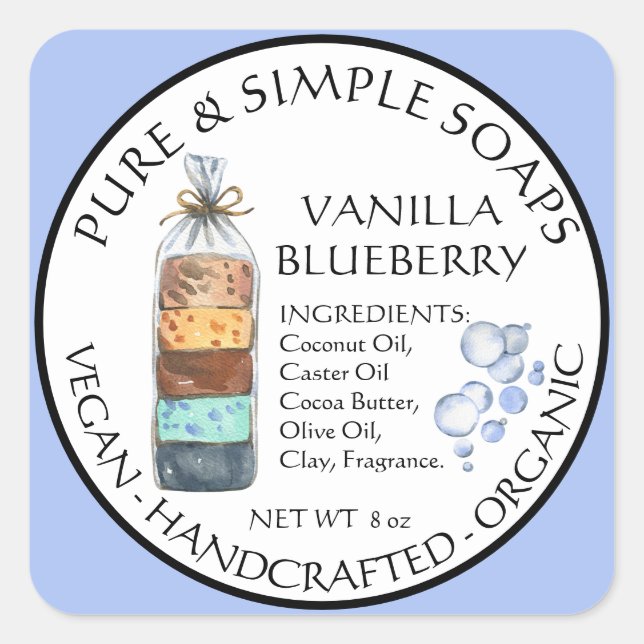 Watercolor Soap handmade Label Product  (Front)