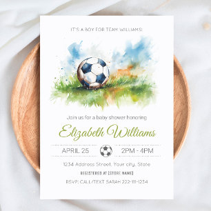 Watercolor Soccer Baby Shower Invitation