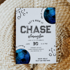 Watercolor Soccer Birthday Invitation
