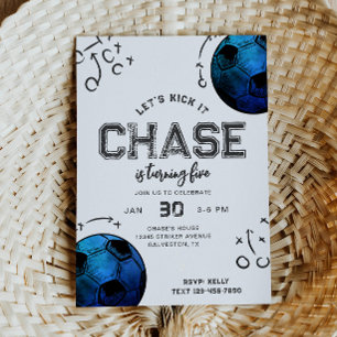 Watercolor Soccer Birthday Invitation