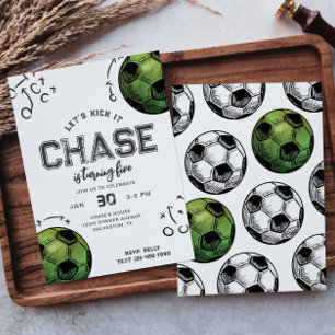 Watercolor Soccer Birthday Invitation