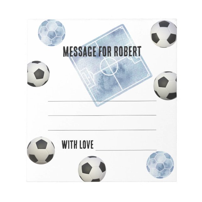 Watercolor Soccer Birthday time capsule message Notepad (Front)