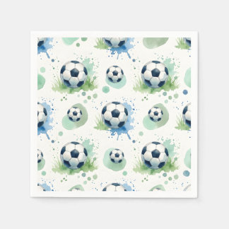 Watercolor Soccer Boy's Birthday Party  Napkins