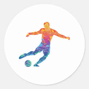 Watercolor Soccer Classic Round Sticker