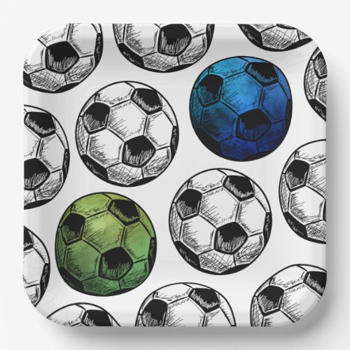 Watercolor Soccer Party Plates