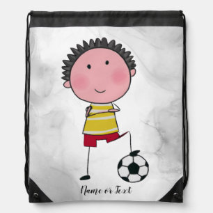 Watercolor Soccer Player Stick Boy Beautiful Drawstring Bag