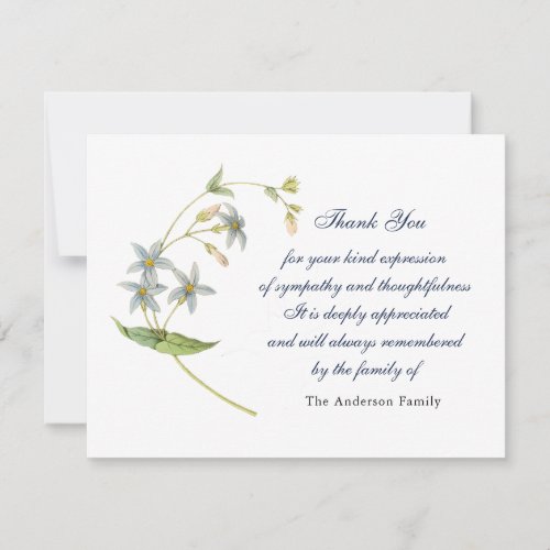 Watercolor Soft blue vintage floral thank you card