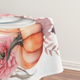 Watercolor Soft Blush Pumpkins Thanksgiving Design Tablecloth