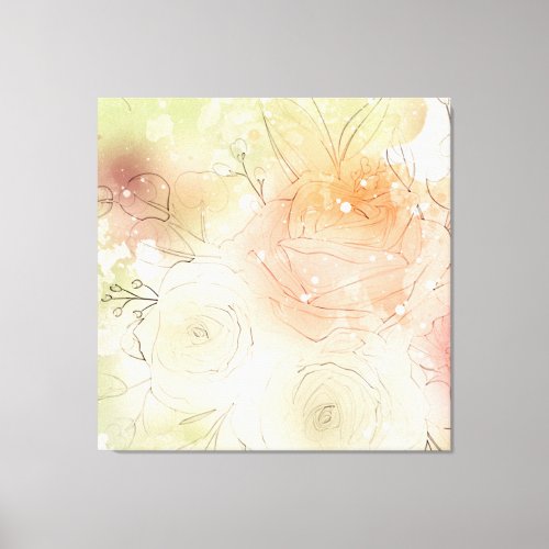  Watercolor Soft Floral AP10 Ethereal Flowers  Canvas Print