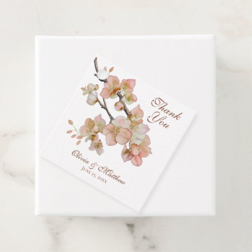 Watercolor soft orange pink spring blossoms favor tags