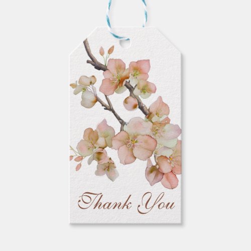 Watercolor soft orange pink spring blossoms gift tags