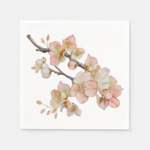 Watercolor soft orange pink spring blossoms napkins