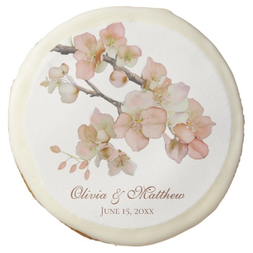 Watercolor soft orange pink spring blossoms sugar cookie