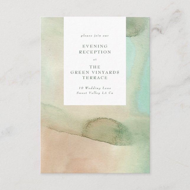 Watercolor Soft Pastel Beach Wedding Enclosure Card (Front)