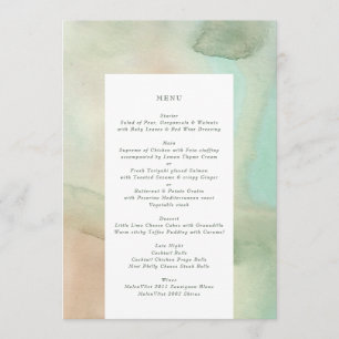 Watercolor Soft Pastel Beach Wedding Menu