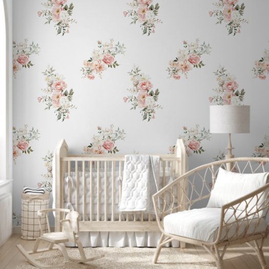 Watercolor Soft Pink flower Floral  Peel and Stick