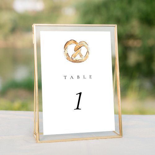 Watercolor Soft Pretzel 5x7 Wedding Table Number