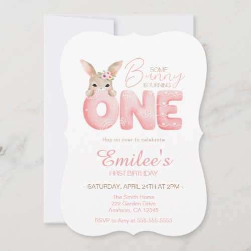 Watercolor Some Bunny is ONE Birthday Invitation