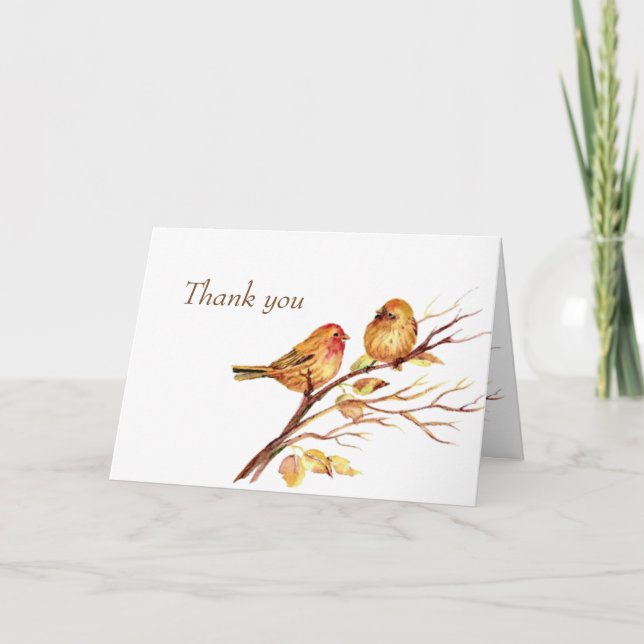 Watercolor Song Sparrows Brown Birds Thank you (Front)