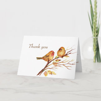 Watercolor Song Sparrows Brown Birds Thank you Card