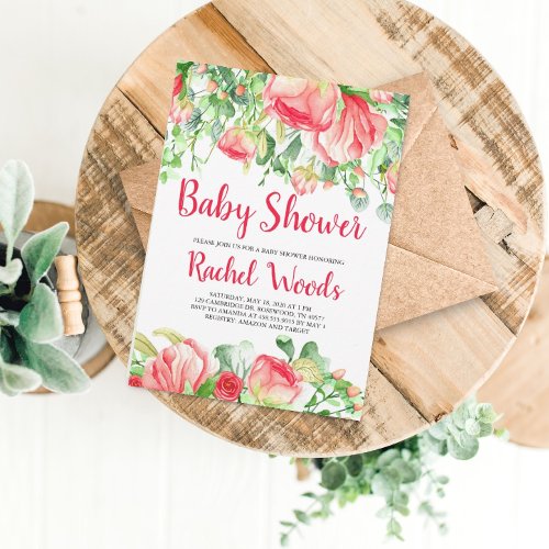 Watercolor Southern Florals Baby Shower Invitation