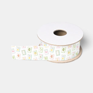 Watercolor Southern Summer Mahjong Grosgrain Ribbon