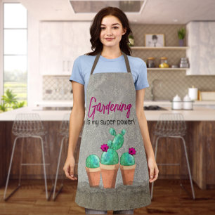 Watercolor Southwest Flowering Cactus Rustic Apron