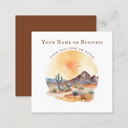 Watercolor Southwestern Desert and Cactus Square Business Card