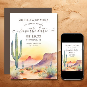 Watercolor Southwestern Desert and Cactus Wedding Save The Date