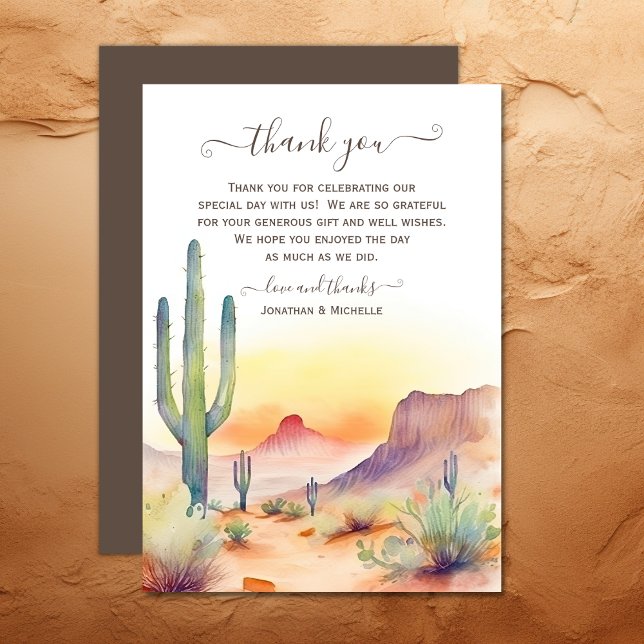 Watercolor Southwestern Desert and Cactus Wedding Thank You Card (Watercolor Southwestern Desert and Cactus Wedding Thank You Card)