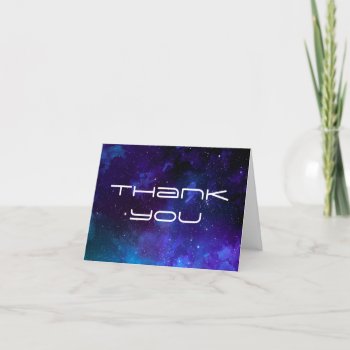 Watercolor Space And Stars. Planetarium Birthday Thank You Card by RemioniArt at Zazzle