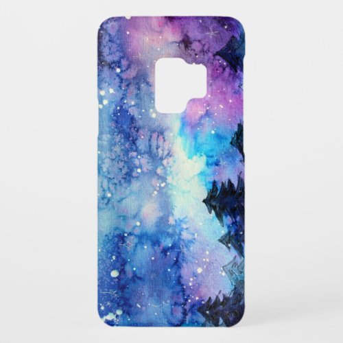 Watercolor Space Art Night Sky Trees Case_Mate Samsung Galaxy S9 Case