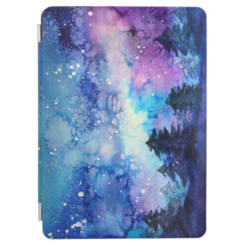 Watercolor Space Art Night Sky Trees iPad Air Cover