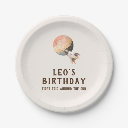 Watercolor Space Birthday Paper Plates