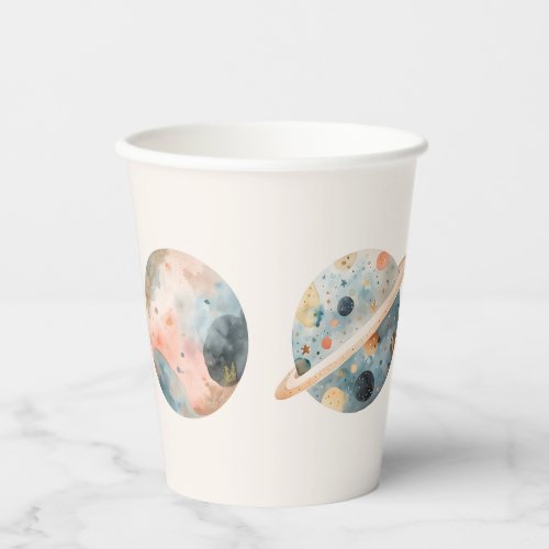 Watercolor Space Birthday Papers Cups