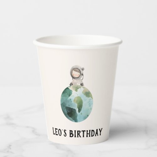 Watercolor Space Birthday Papers Cups