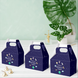Watercolor Space Birthday Party Favor Boxes