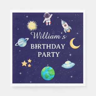 Watercolor Space Birthday Party Napkins