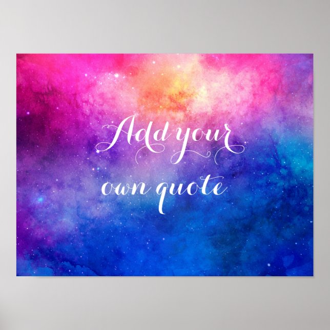 Watercolor Space Custom Quote Poster (Front)