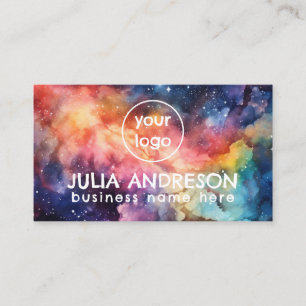Watercolor Space Galaxy Abstract Modern Business Card