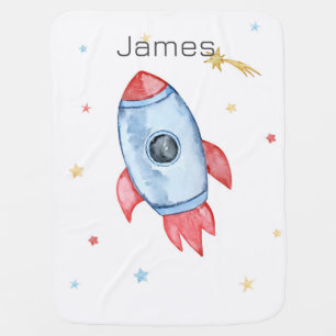 Watercolor Space Galaxy Astronaut  Baby Blanket