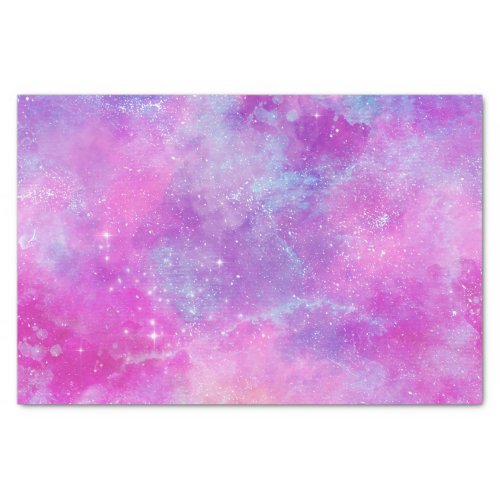 Watercolor Space Galaxy Stars Pink Tissue Paper