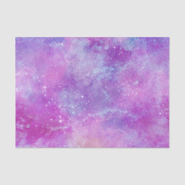 Watercolor Space Galaxy Stars Pink Tissue Paper (Front)
